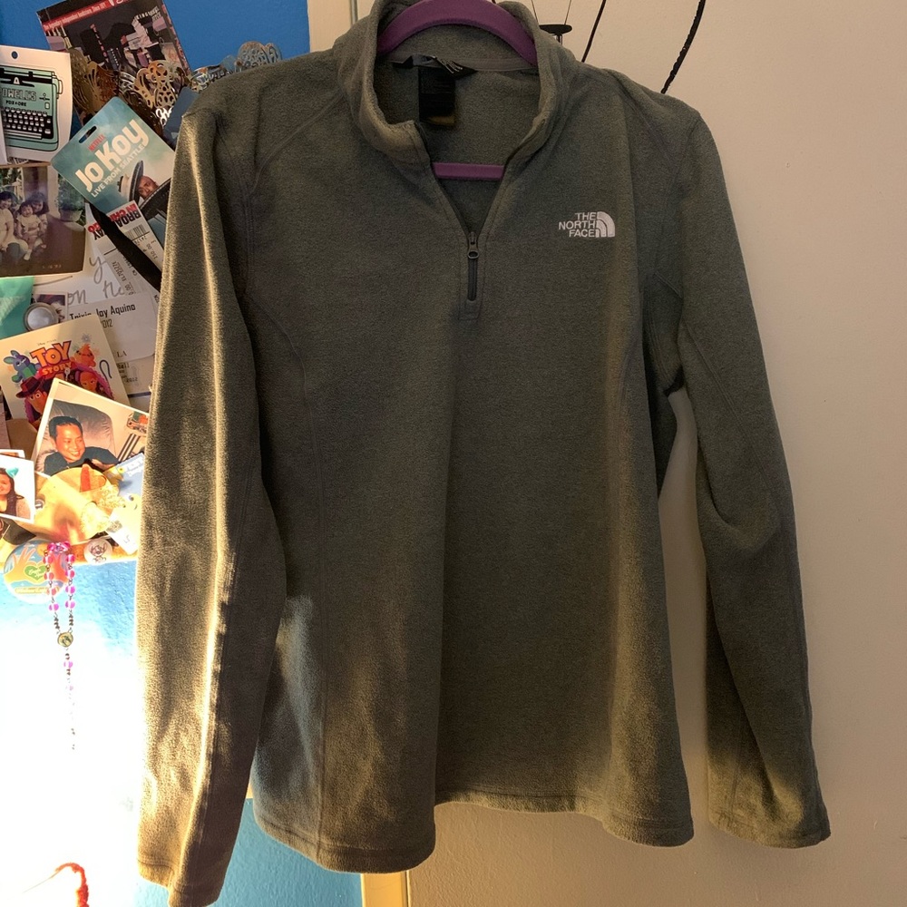 Grey Northface zip-up crew sweater